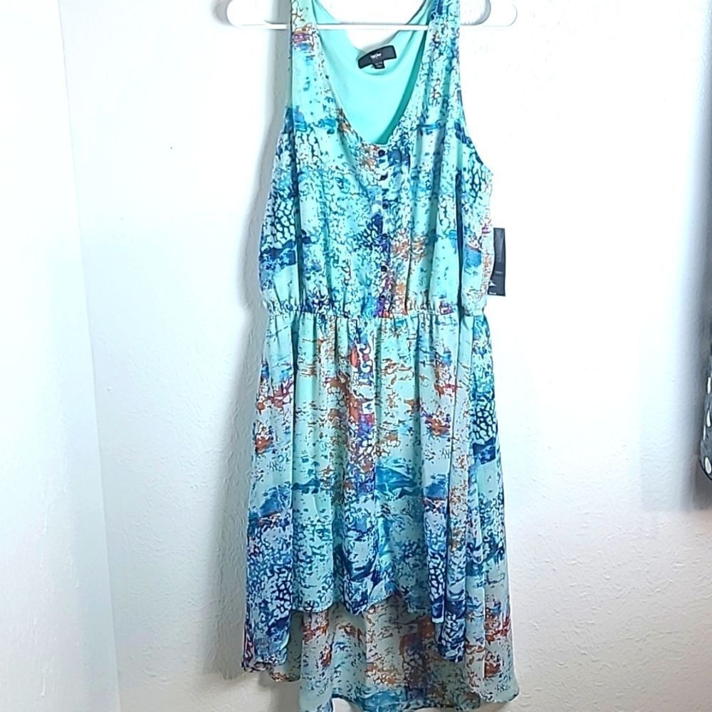 Mossimo Sleeveless High-Low Dress, Soft Aqua, Size XXL, NWT